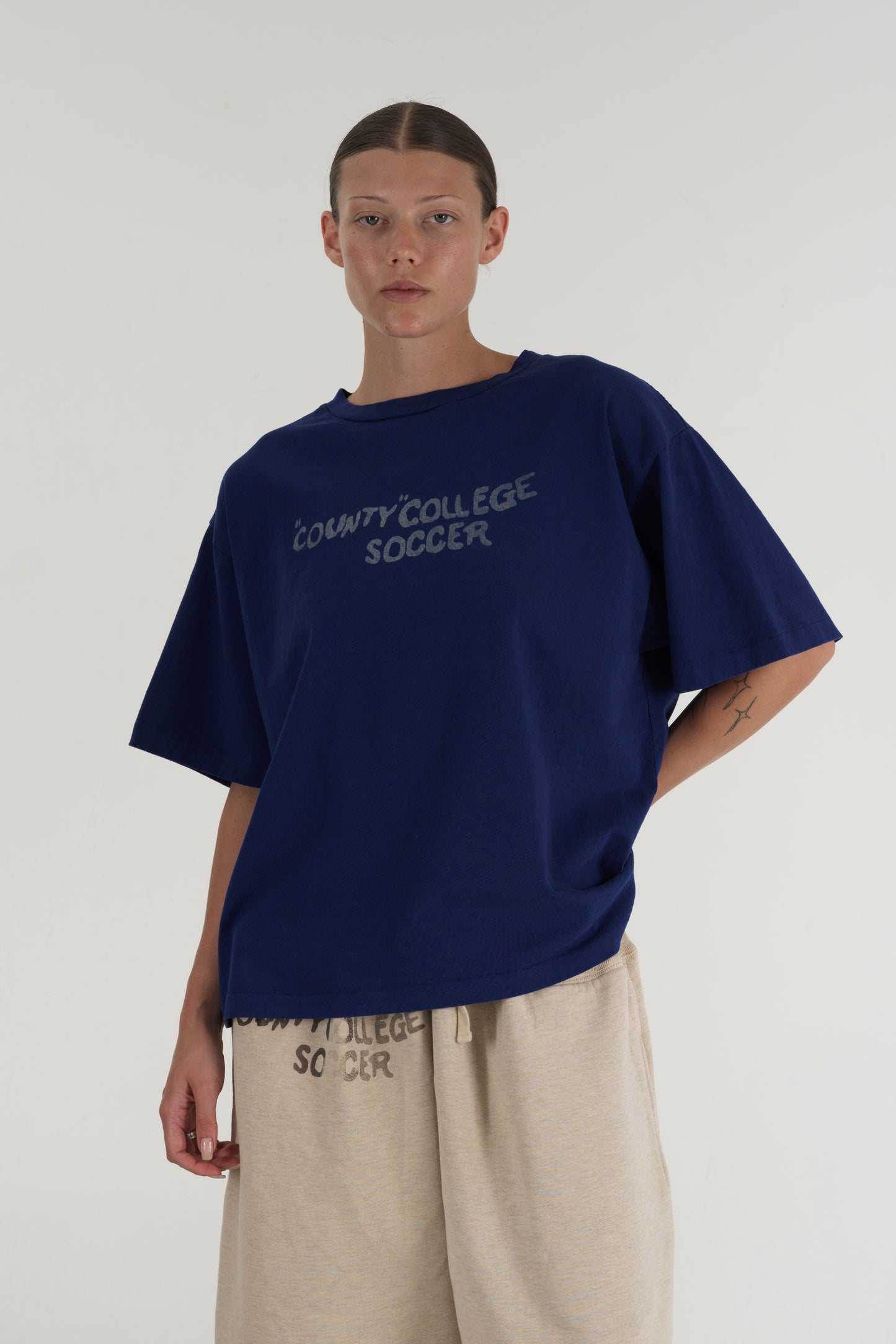 County College Soccer T-Shirt Blue