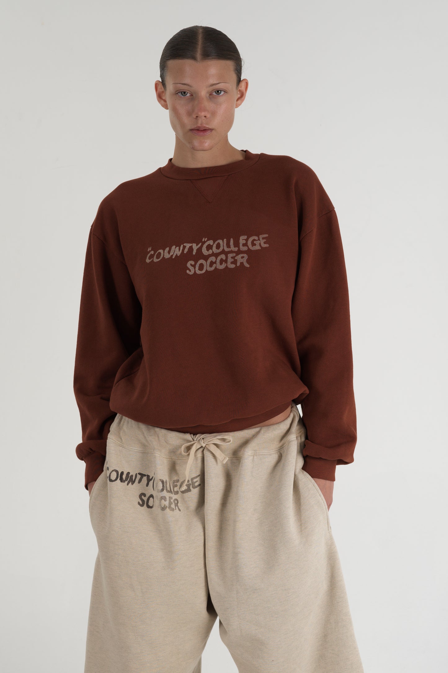 Women's County College Soccer Crewneck Rust