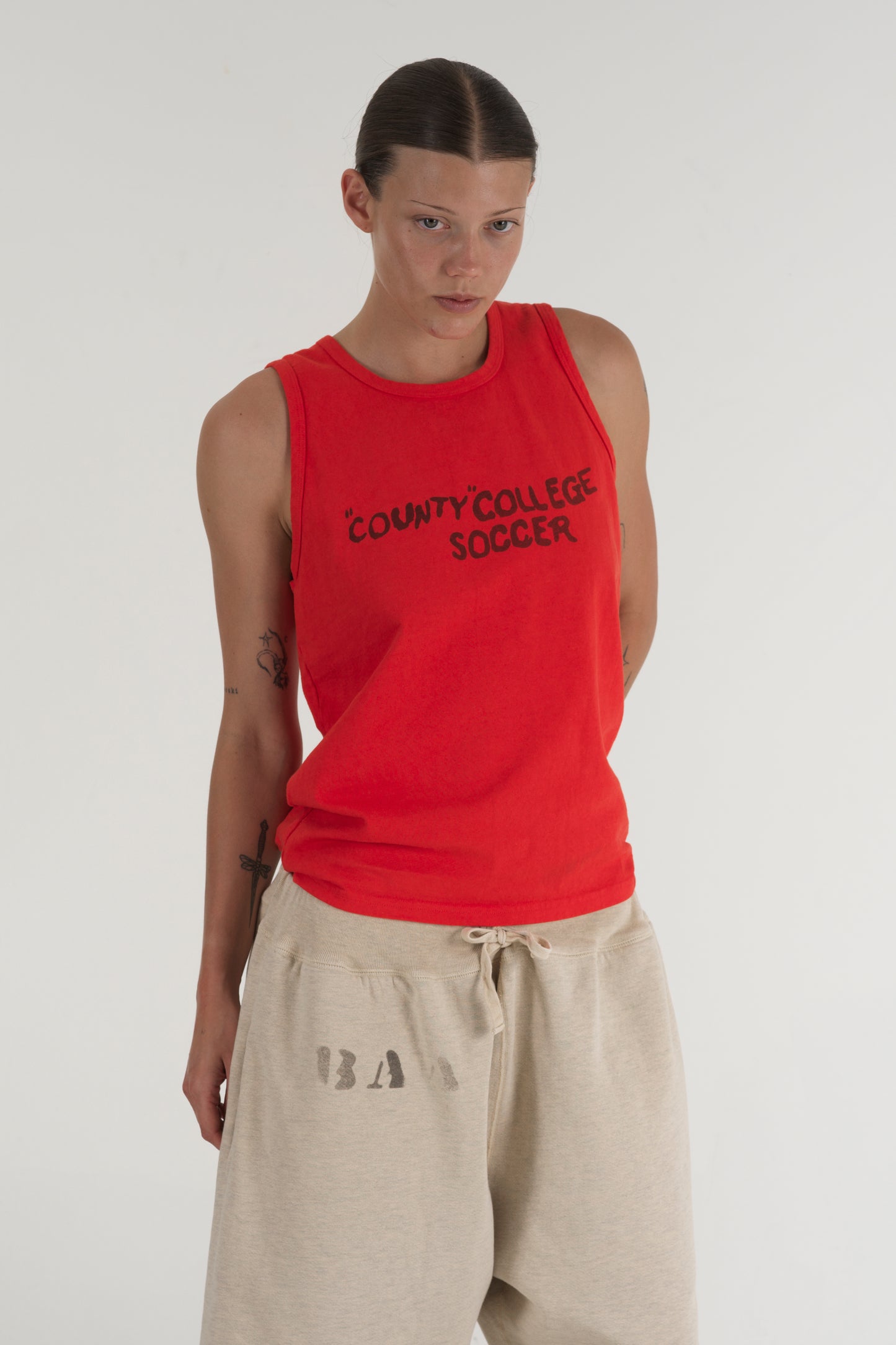 Women's County College Soccer Tank Top Red