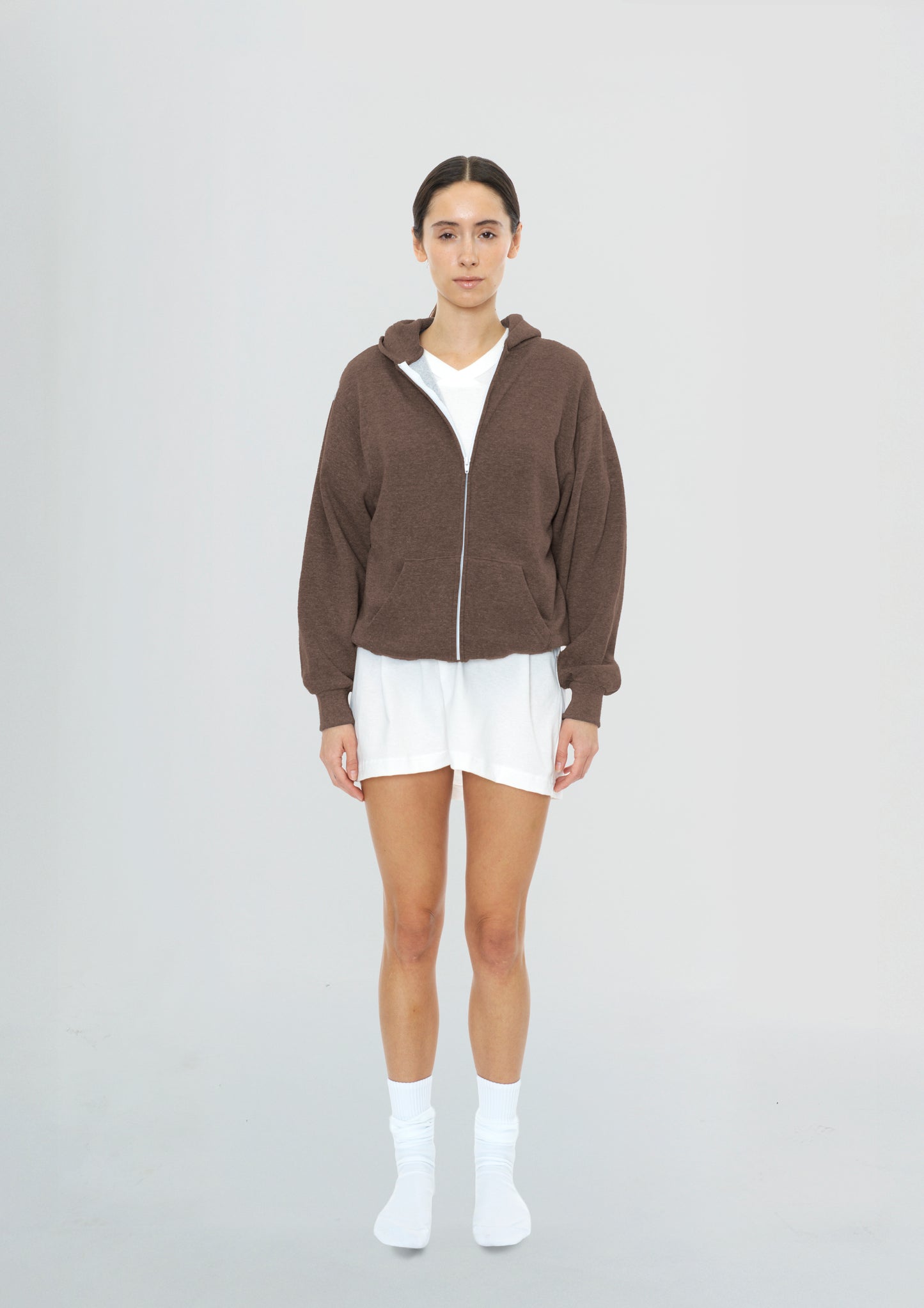 Women's Zip Up Washed Brown