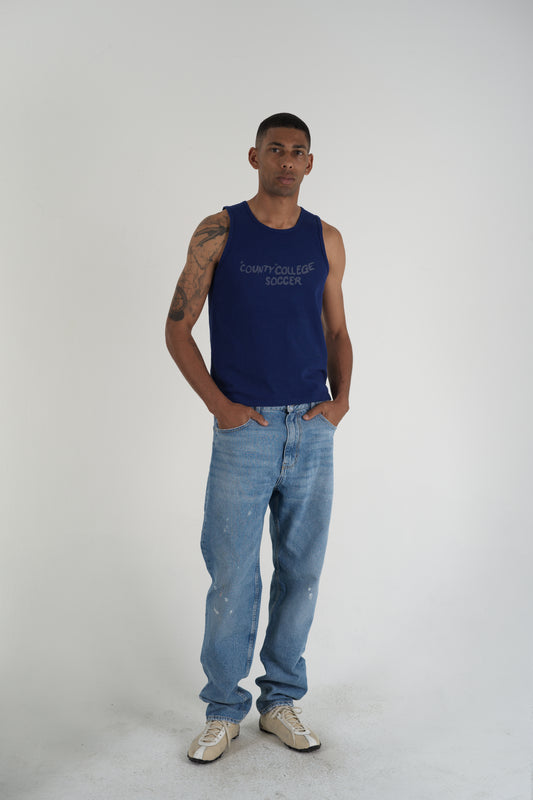 Men's County College Soccer Tank Top Blue