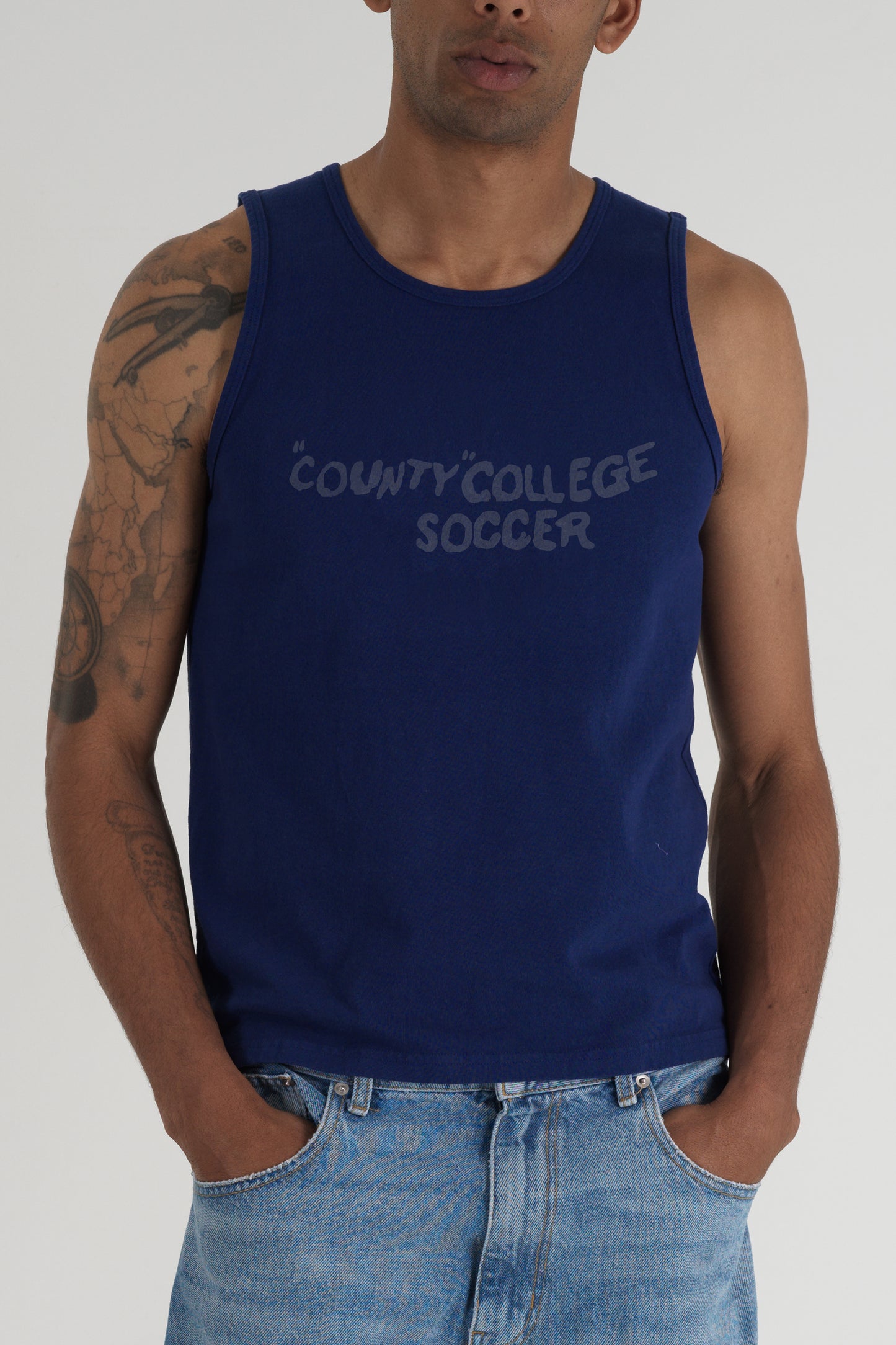 County College Soccer Tank Top Blue